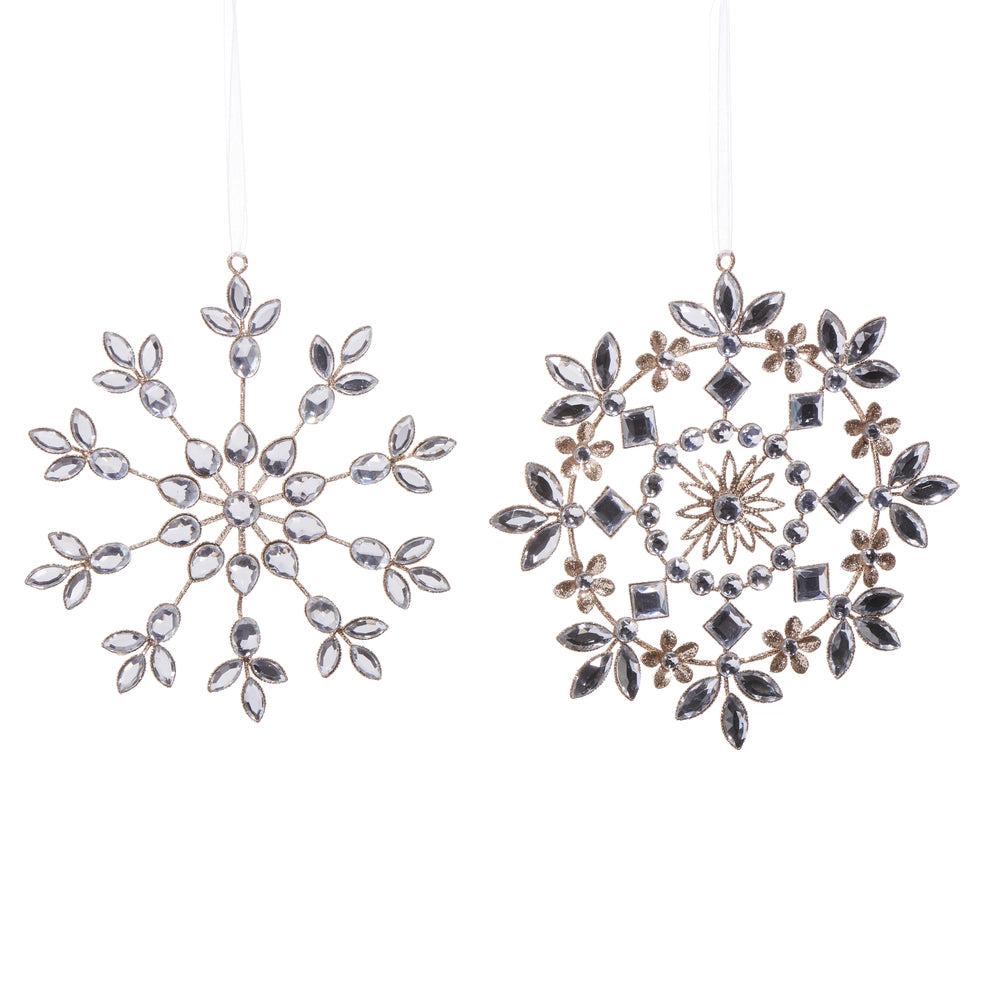 6.5" Clear Jewelled Snowflake Ornament