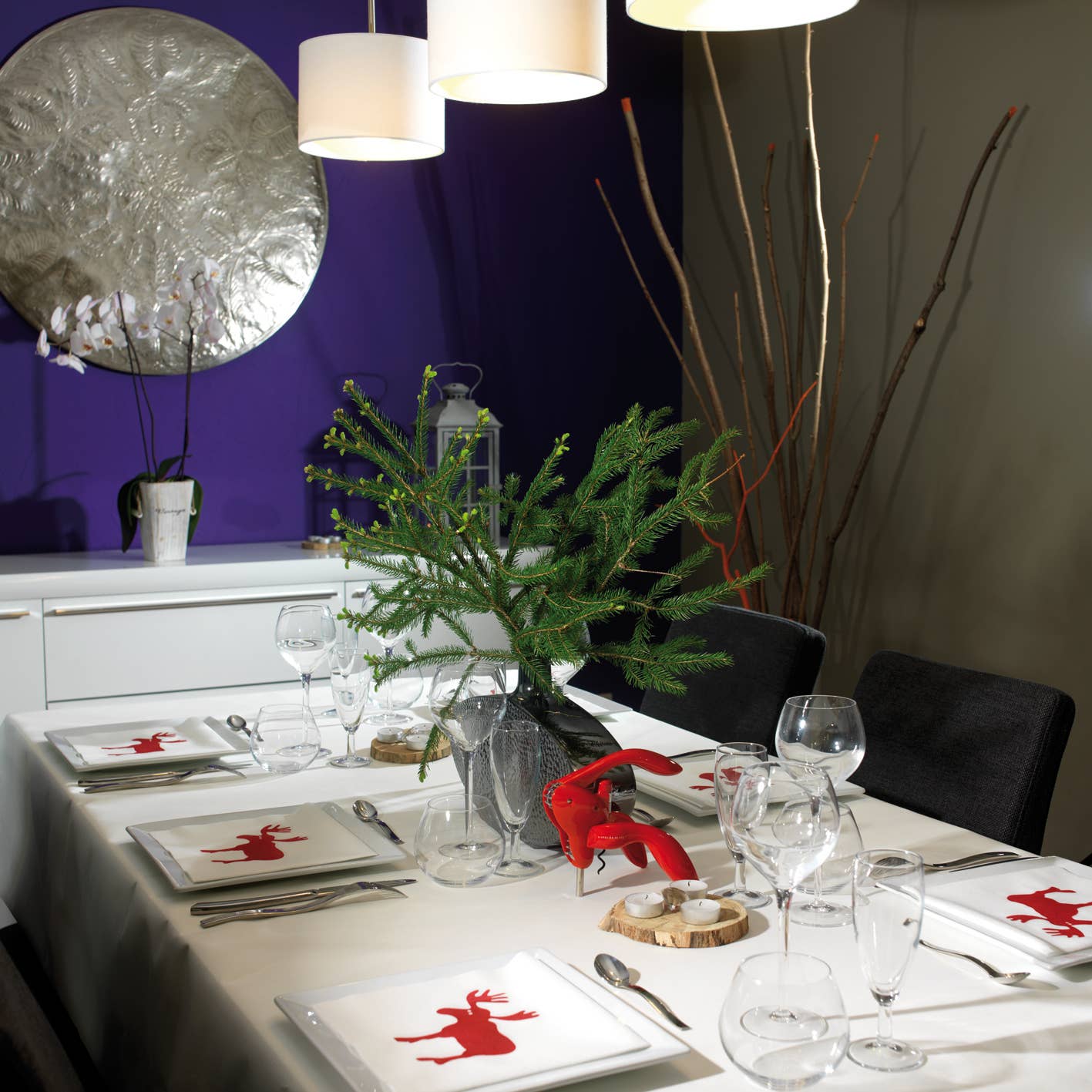 Moose Red Dinner Napkin