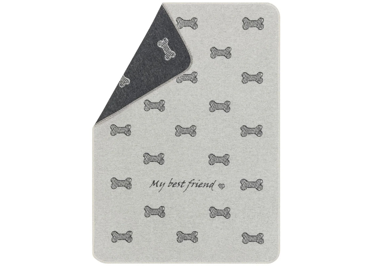 Pet Blanket -- My Best Friend/Bones All Over -- Light Grey