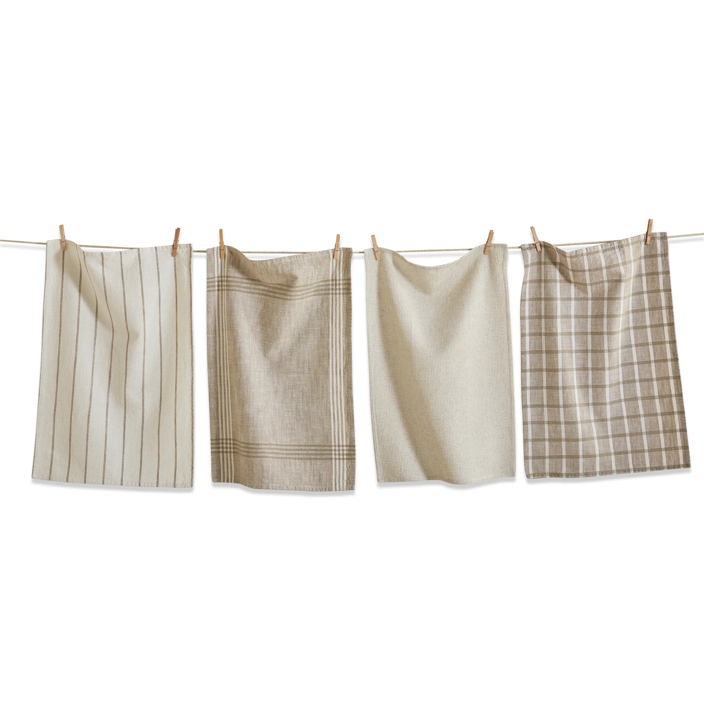 Woven Dishtowels -- Multi White -- Set of 4