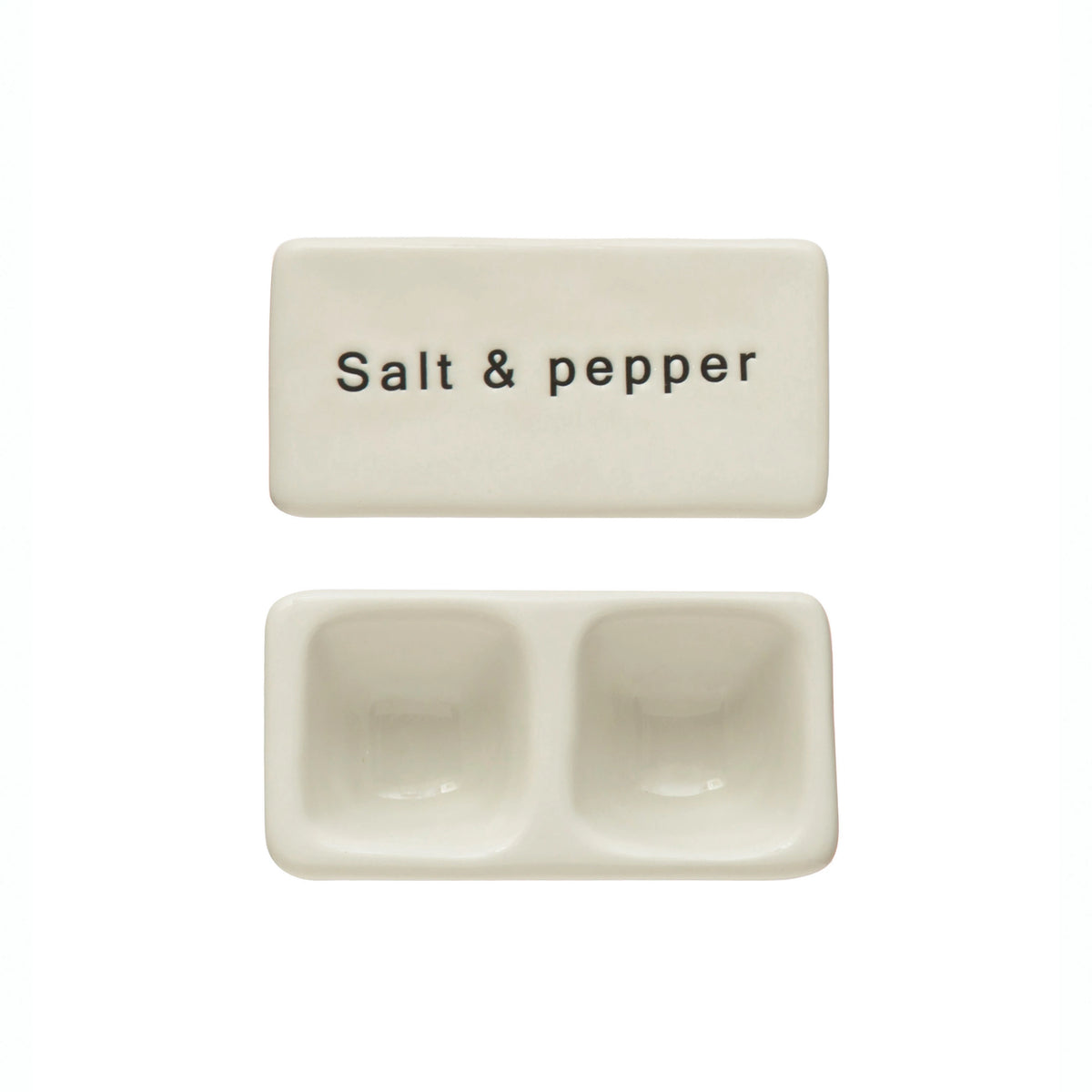 Stoneware Pinch Pot with Lid -- Salt and Pepper