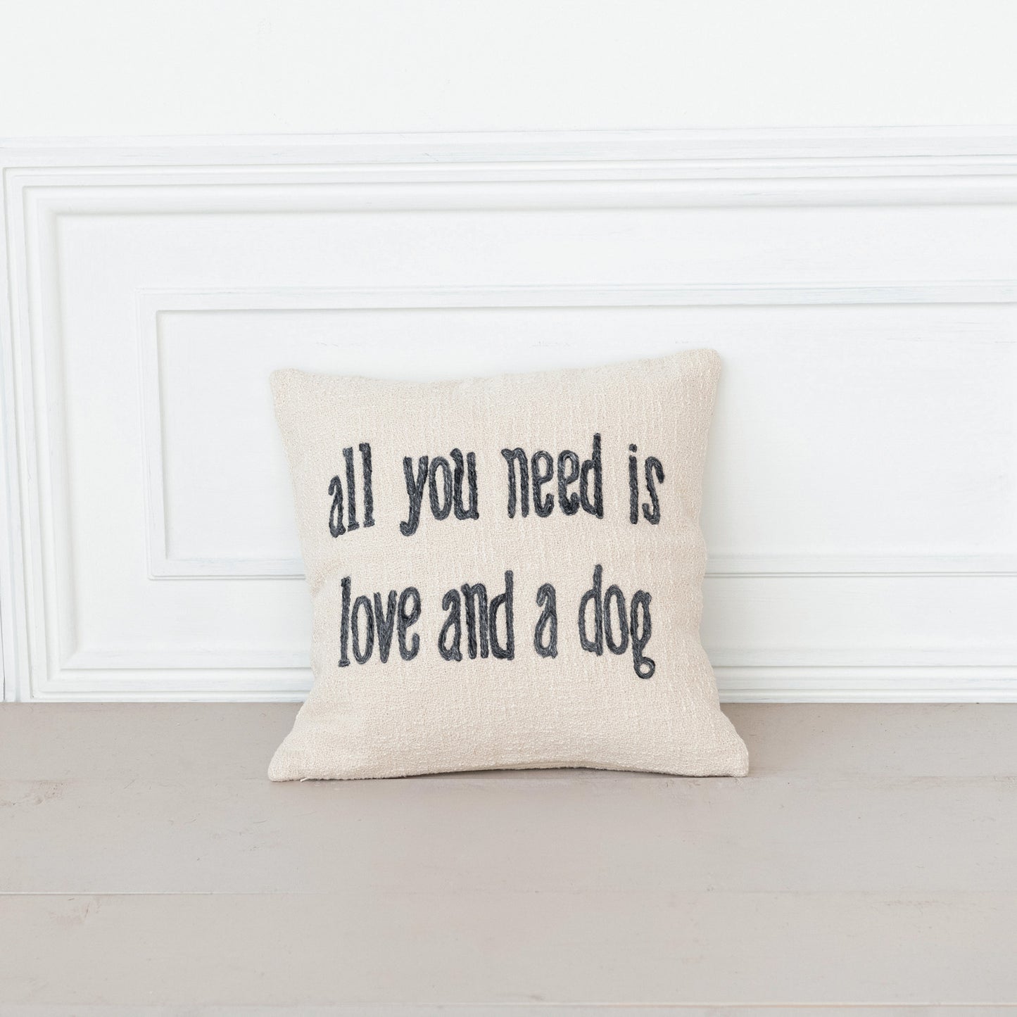 Cotton and Jute Pillow -- All You Need Is Love and a Dog