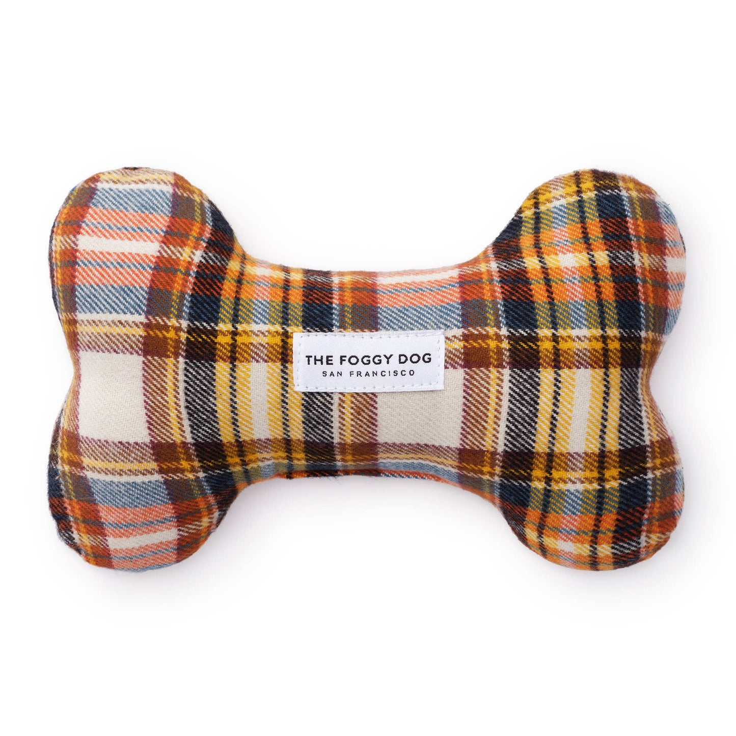 Dog Bone Squeaky Toy - Cornucopia Plaid Flannel