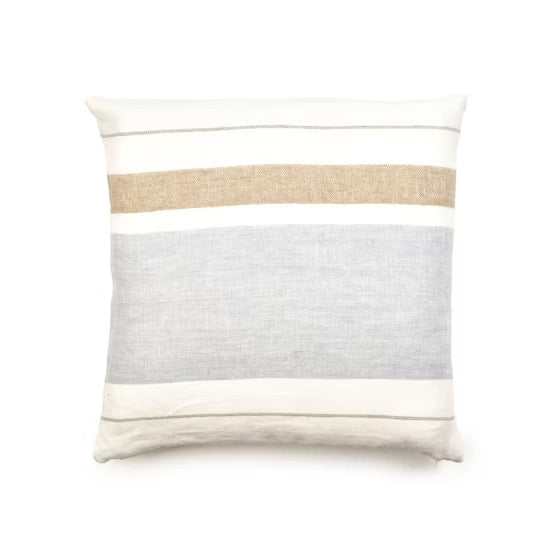 Belgian Linen Pillow -- Oyster Stripe -- 20x20"