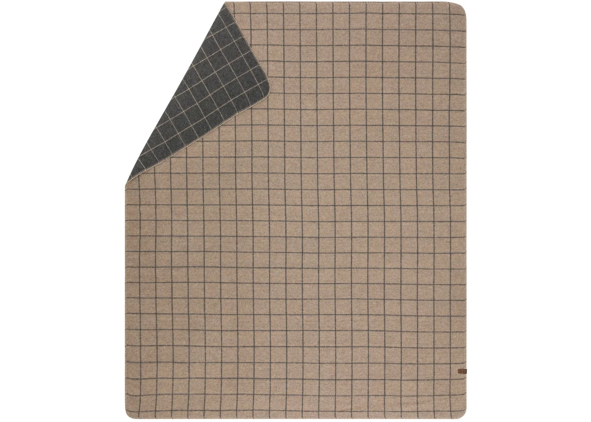 MERANO wool-blend throw -- Checkered / Smoke