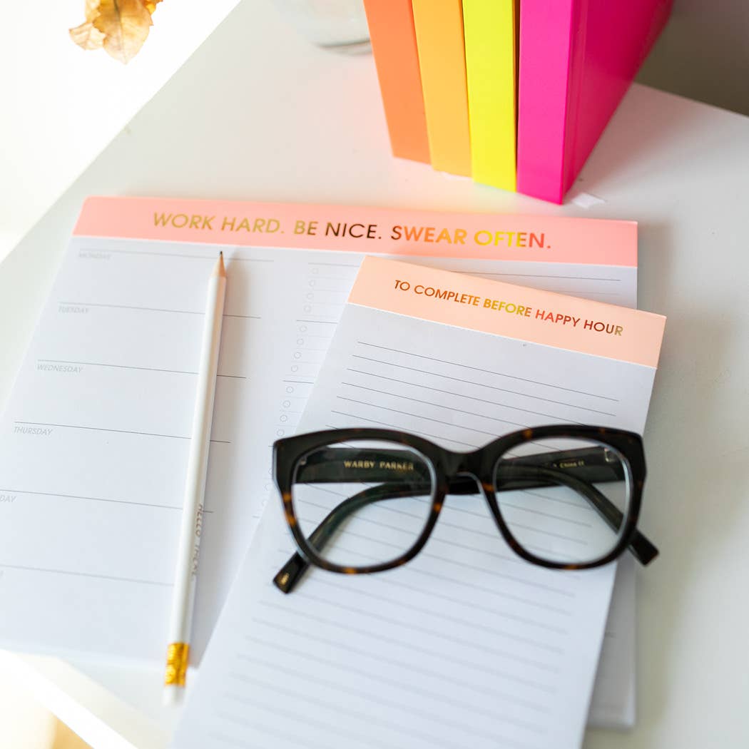To Complete Before Happy Hour - Lined Notepad, Funny Gift