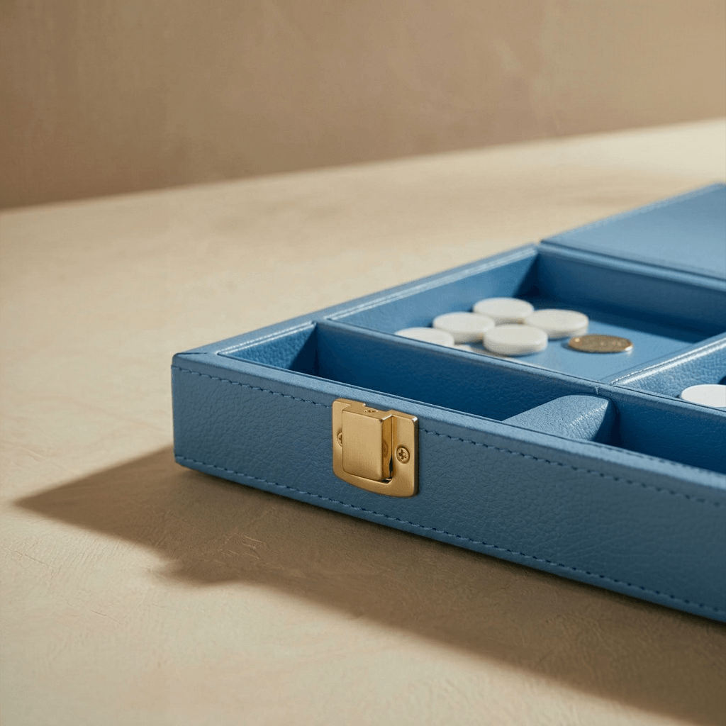 Leather Backgammon Set - Blue And Black