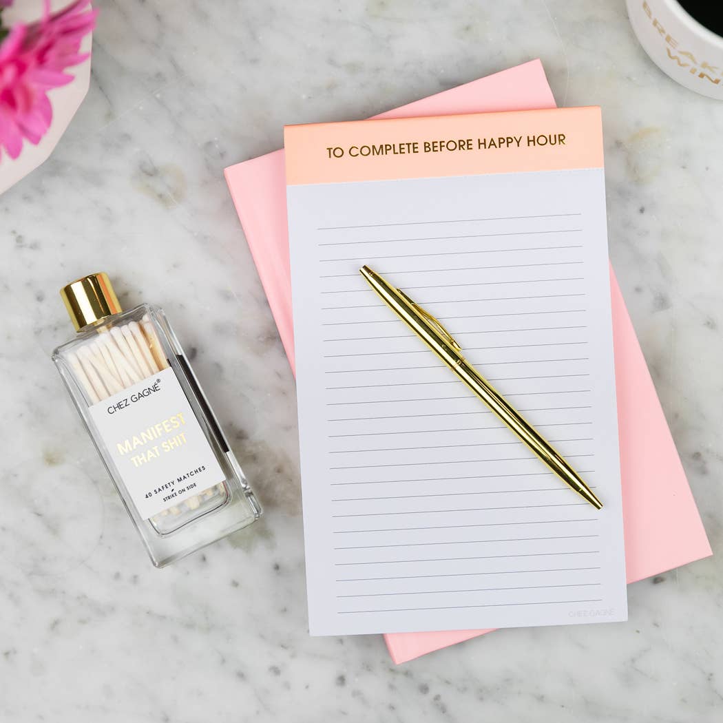 To Complete Before Happy Hour - Lined Notepad, Funny Gift