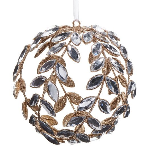 4.5" Clear Jewelled Vine Ball Ornament