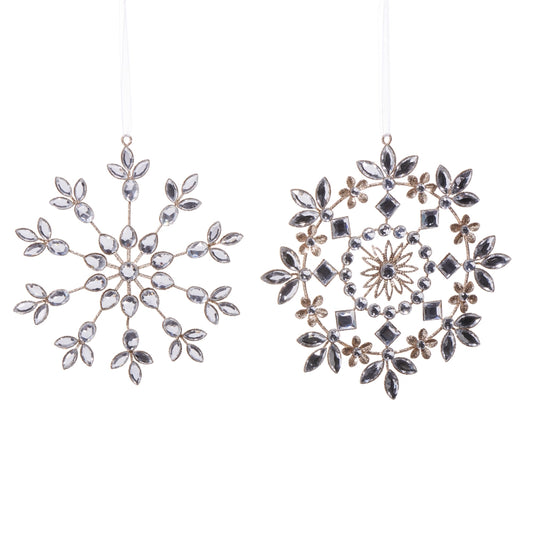 6.5" Clear Jewelled Snowflake Ornament