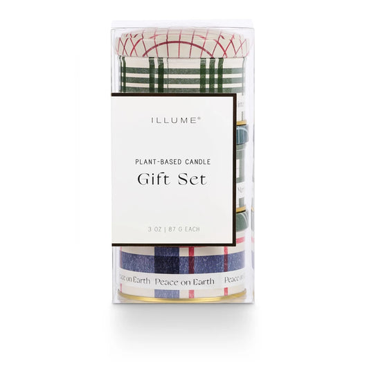 Balsalm & Cedar Plaid Tin Trio Candle Gift Set
