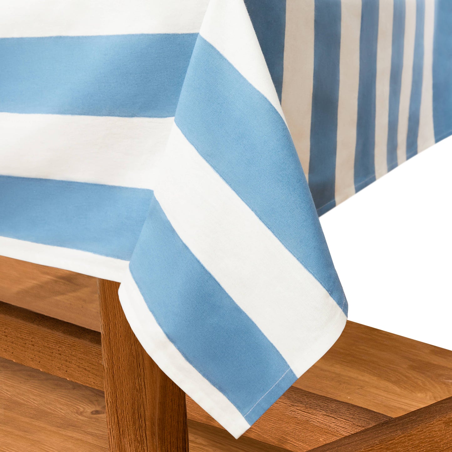 St. Tropez Blue Stripes | French Tablecloth: 71" x 71"