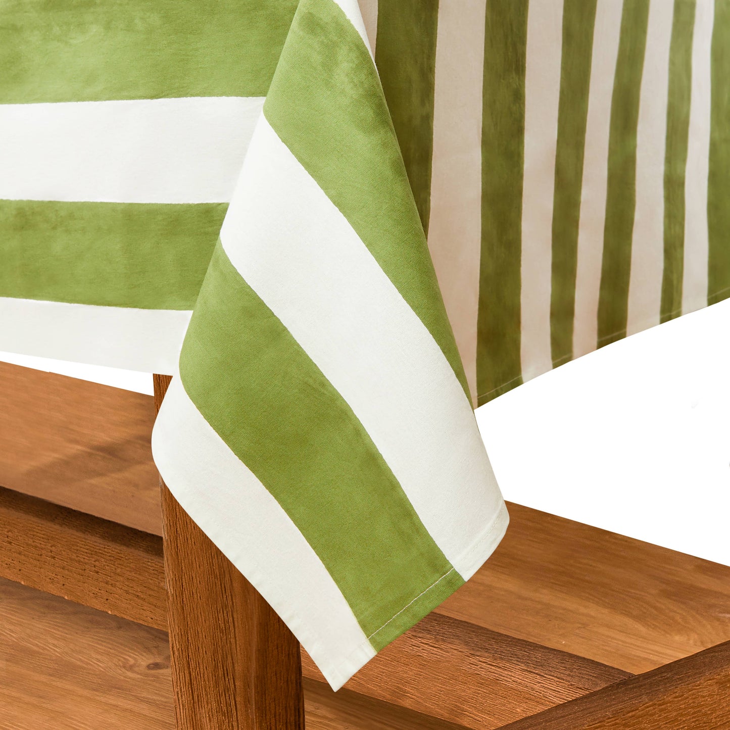 St. Tropez Vert Stripes | French Tablecloth: 71" x 71"