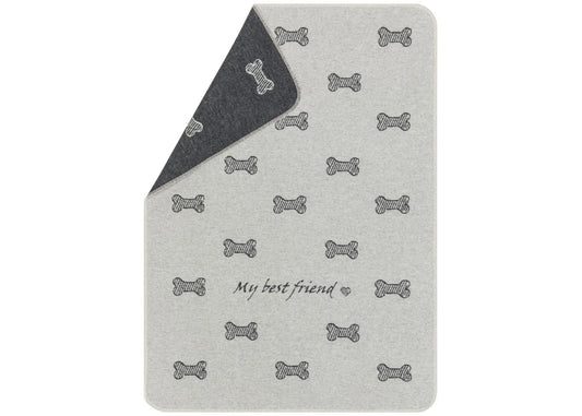 Pet Blanket -- My Best Friend/Bones All Over -- Light Grey