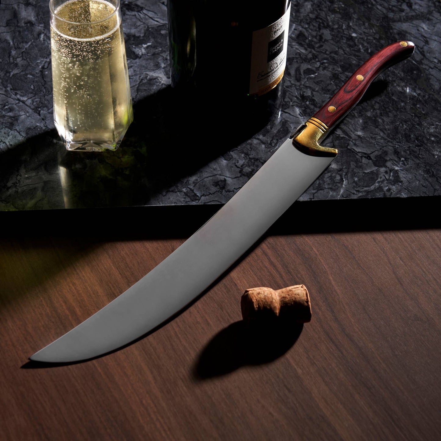 Stainless Steel Champagne Saber with Wood Handle