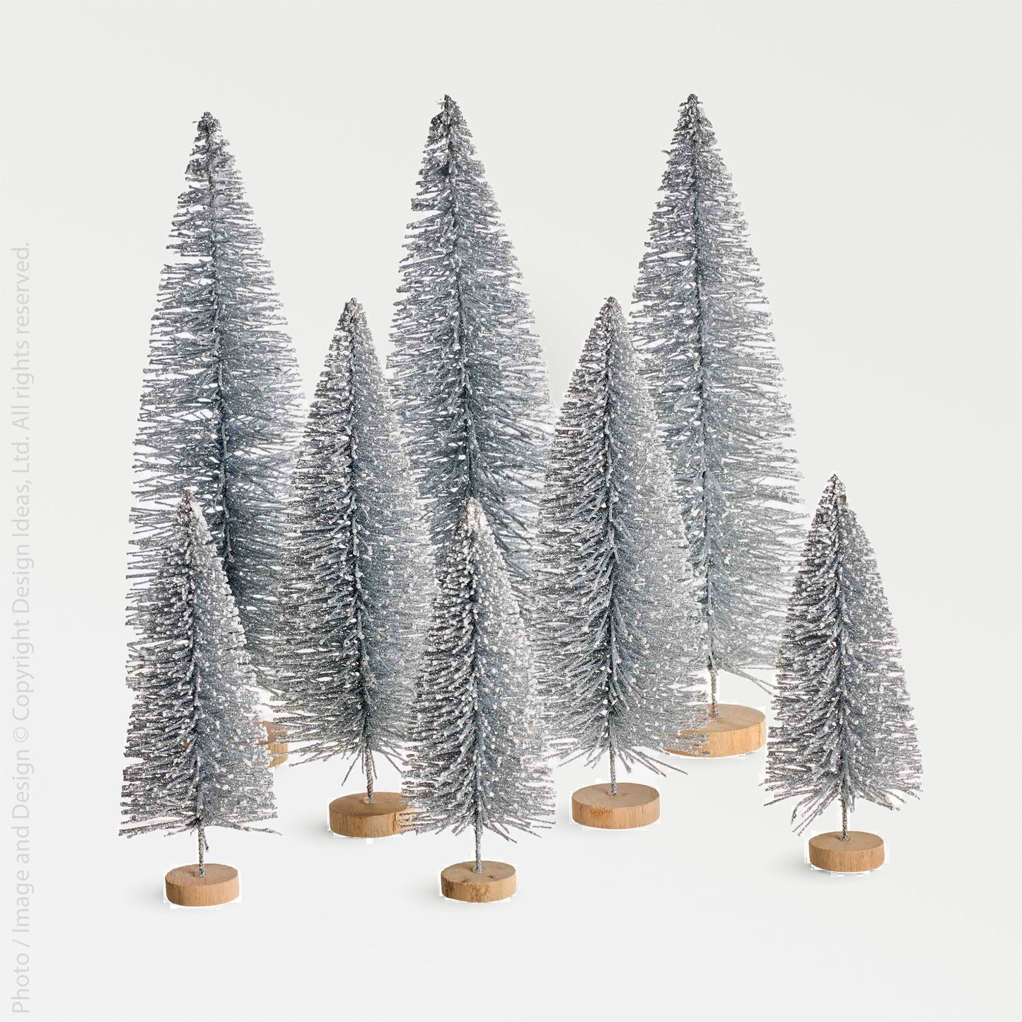 Yukon Bottle Brush Trees -- Silver -- Set of 8