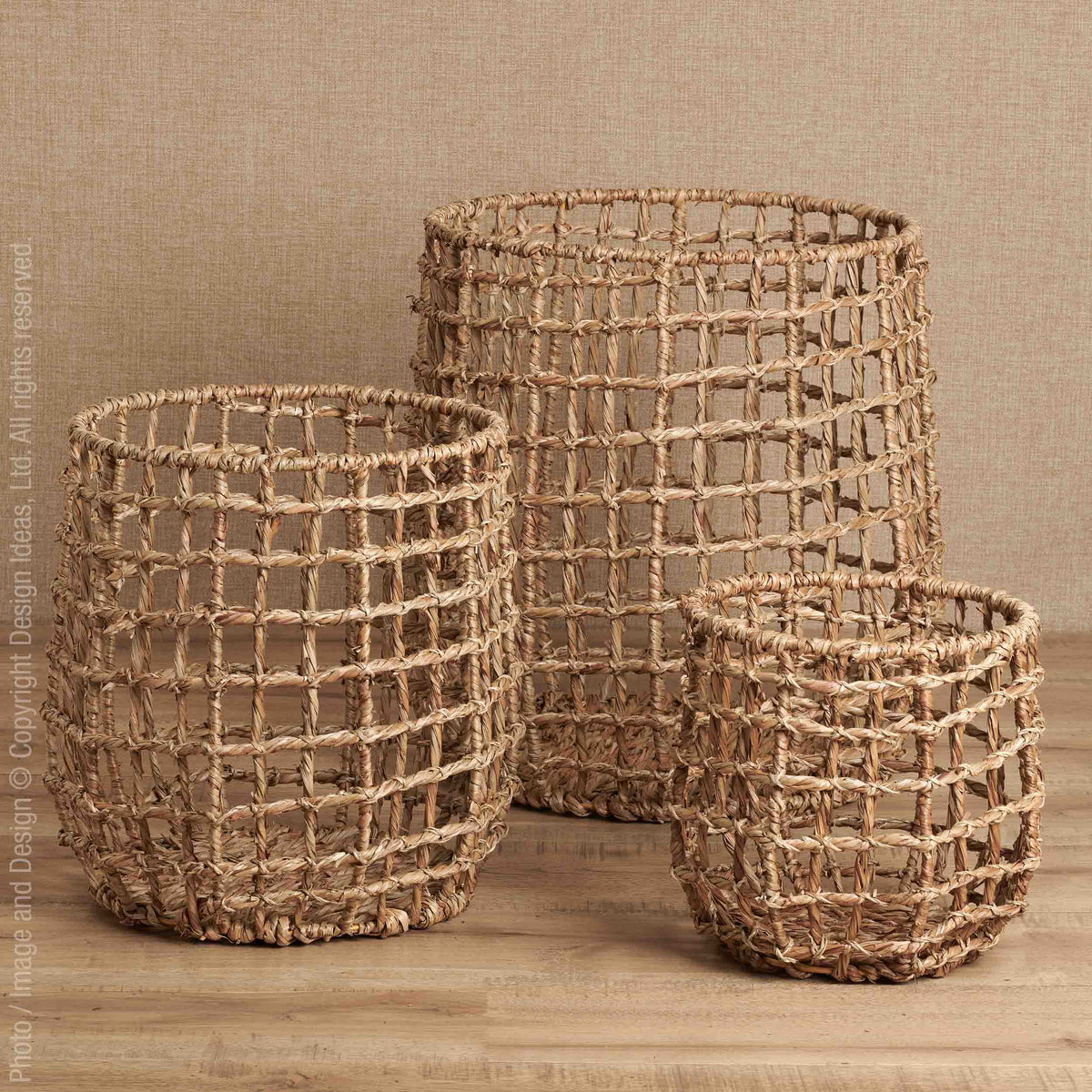 Woven Water Hyacinth Twine Basket -- Large