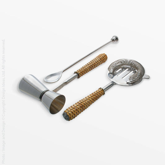 Stainless Steel/Rattan Barware (set of 3)