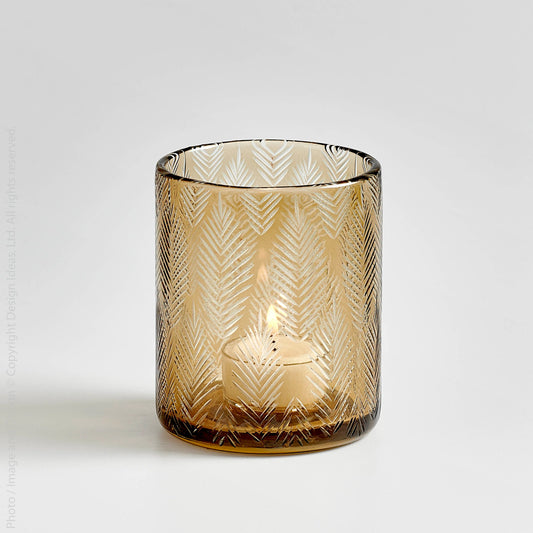 Leaf Pattern Mouth Blown Glass Candleholder