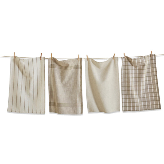 Woven Dishtowels -- Multi White -- Set of 4