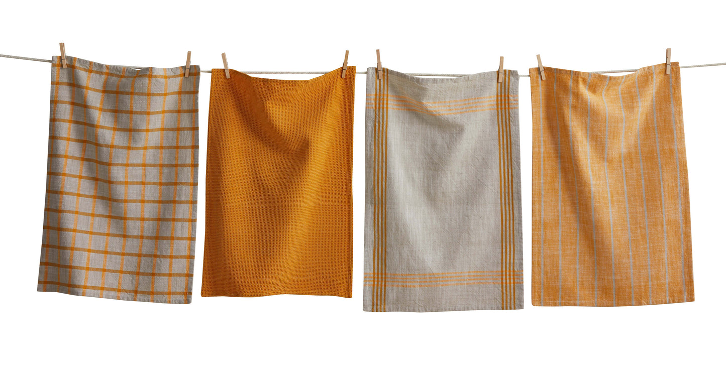 Woven Dishtowels -- Ochre -- Set of 4