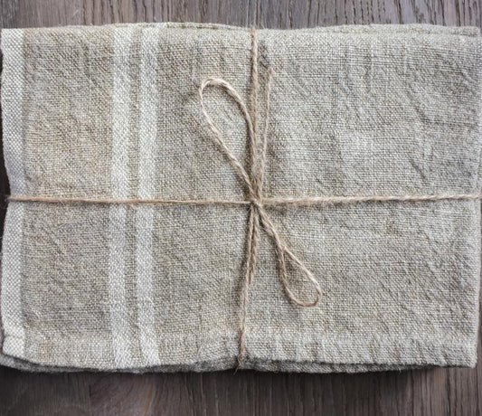 Linen Tea/Hand Towel -- White Stripe