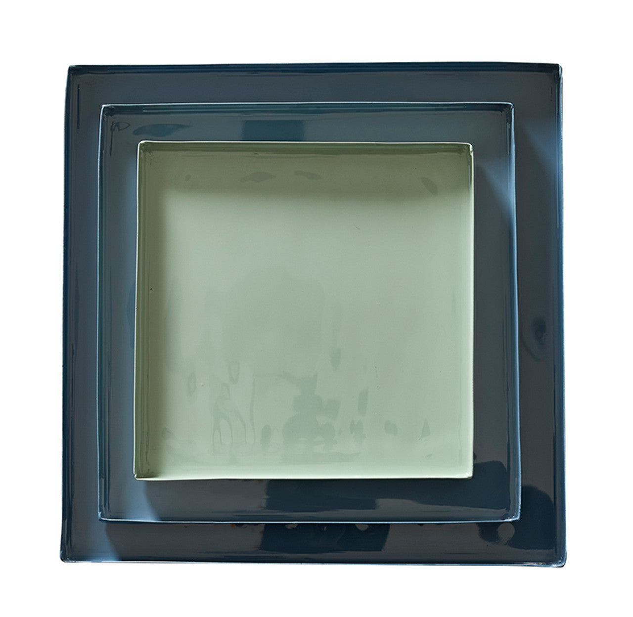 Green Enamel Square Tray -- Small