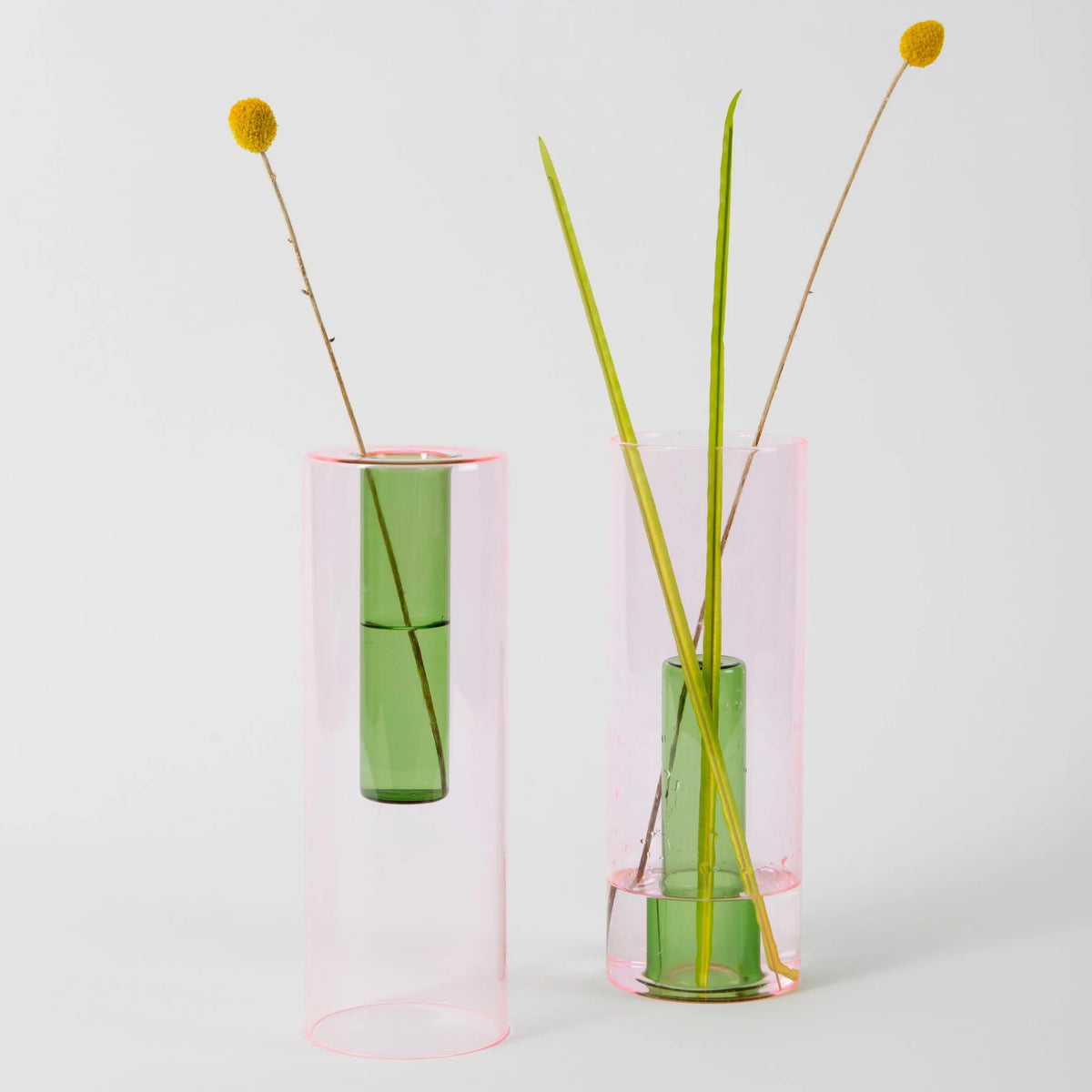 Reversible Glass Vase -- Large -- Pink/Green