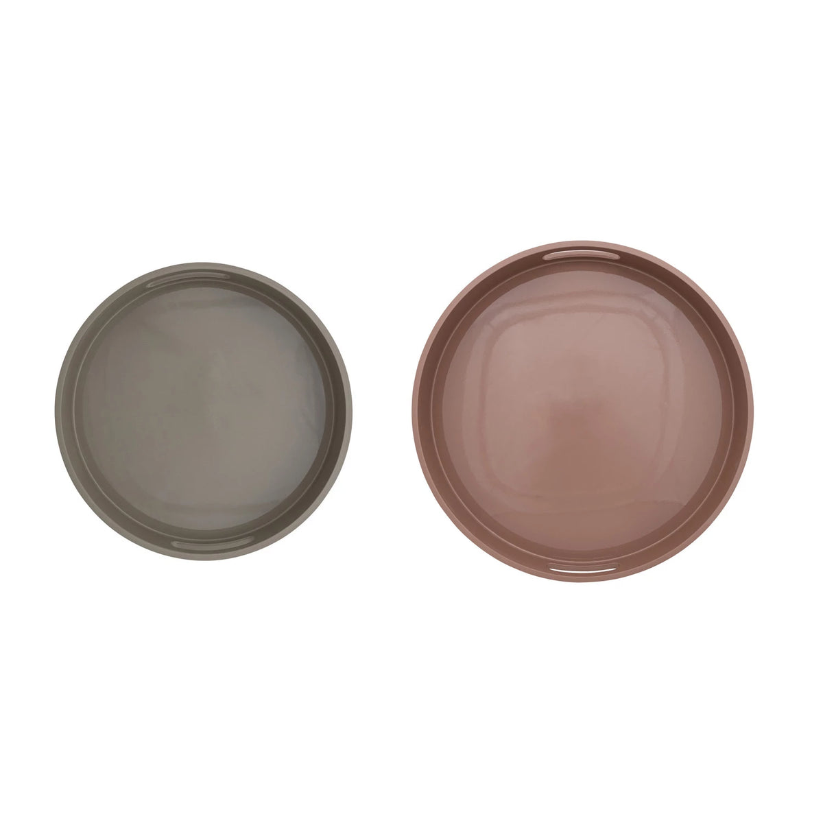 Round Laquered Tray with Handles -- Taupe (Small)