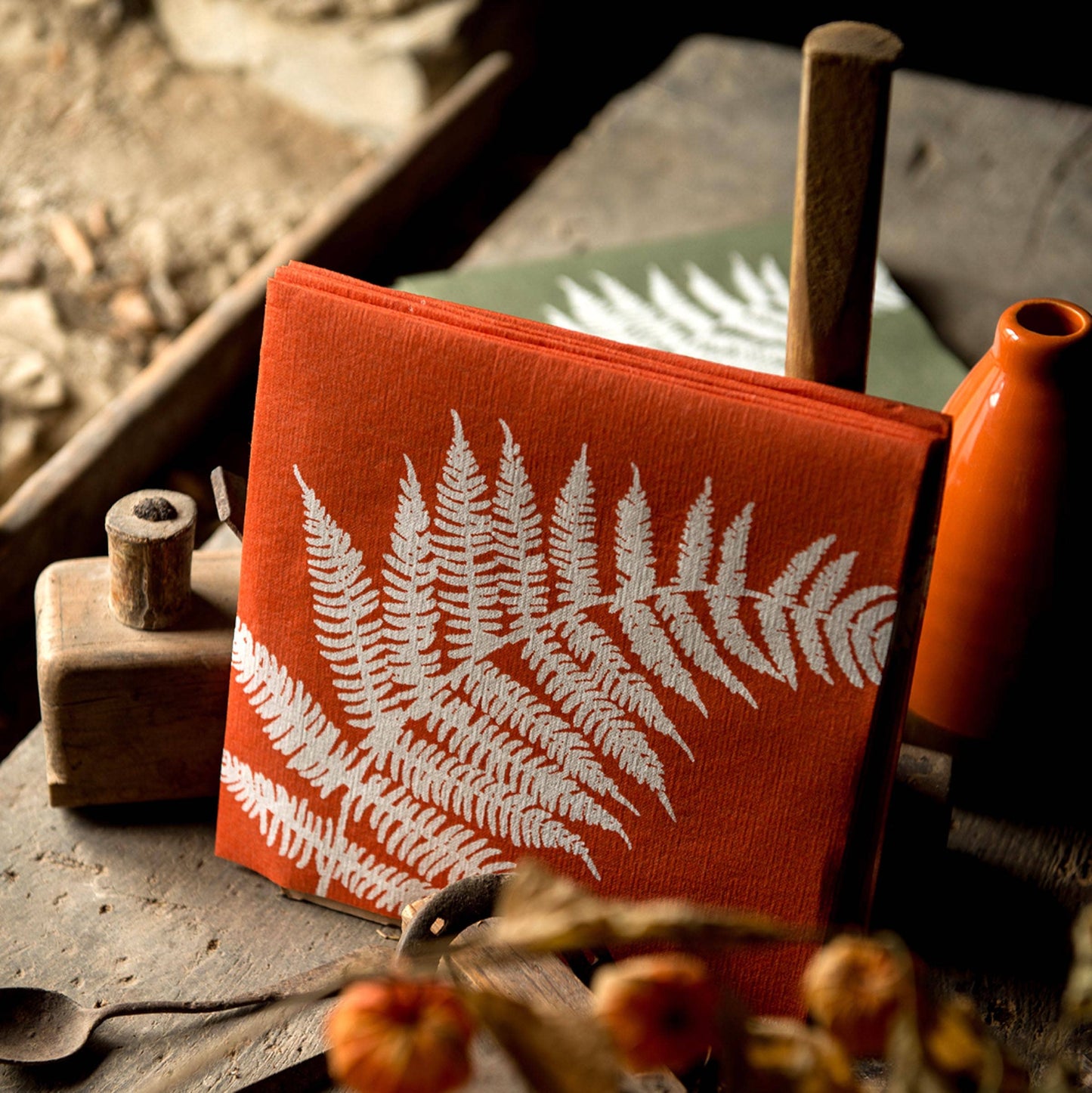 Orange Fern Dinner Napkin