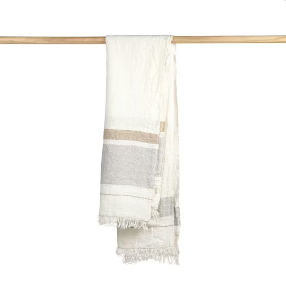 Oyster Stripe -- The Belgian Towel Fouta (43"x71")