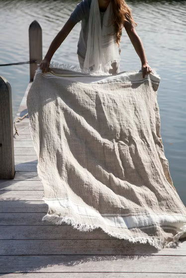 Flax Stripe -- The Belgian Towel Fouta (43"x71")
