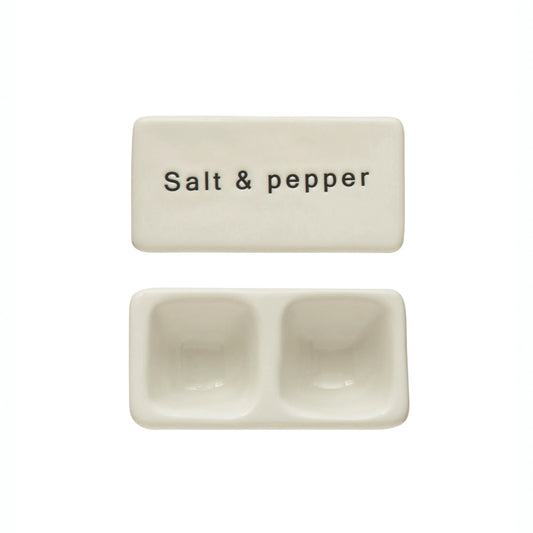 Stoneware Pinch Pot with Lid -- Salt and Pepper