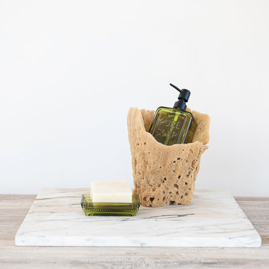 Olive Green Glass Soap Dish