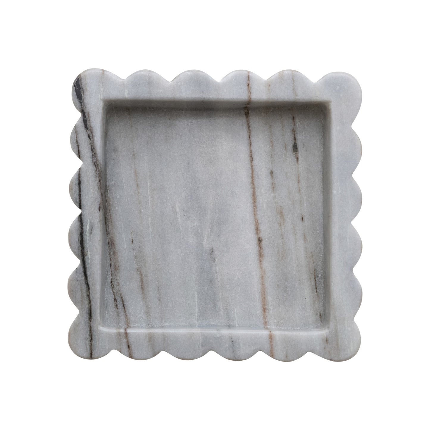 Scalloped Tray in Marble -- 8" Square
