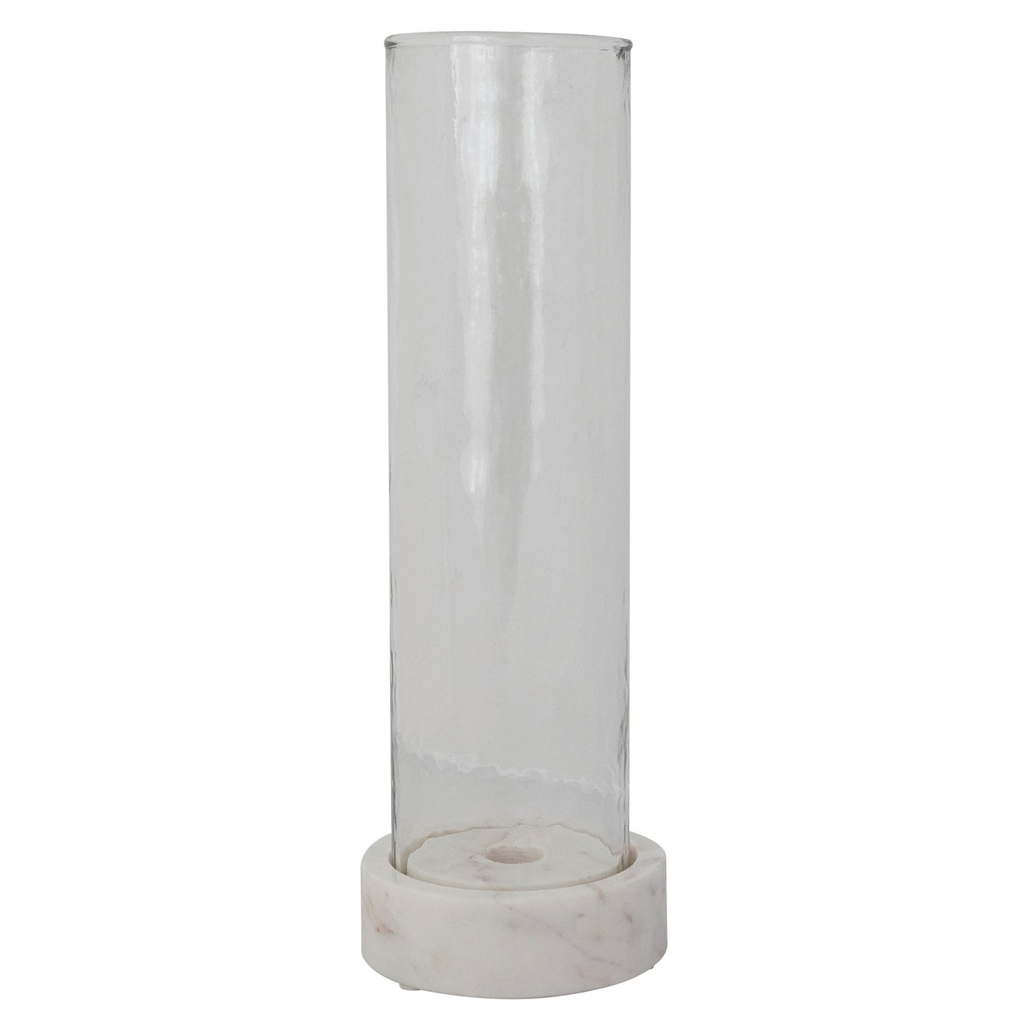 Glass Hurricane with White Marble Base