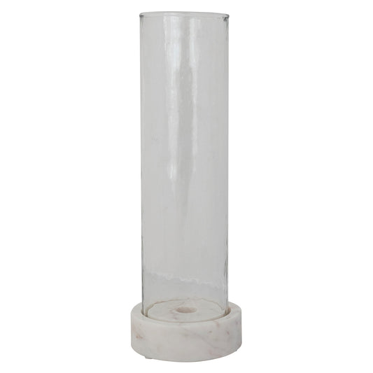 Glass Hurricane with White Marble Base