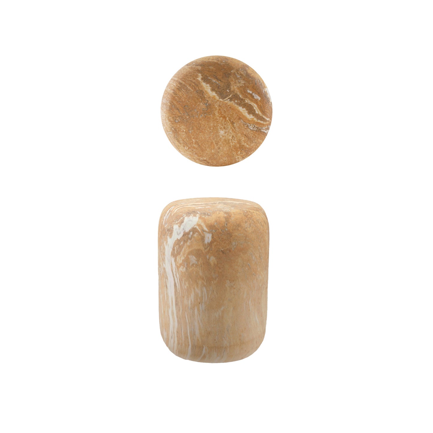 Stoneware Table/Stool in a Brown Travertine Finish