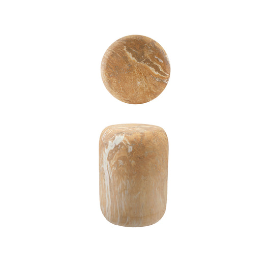 Stoneware Table/Stool in a Brown Travertine Finish