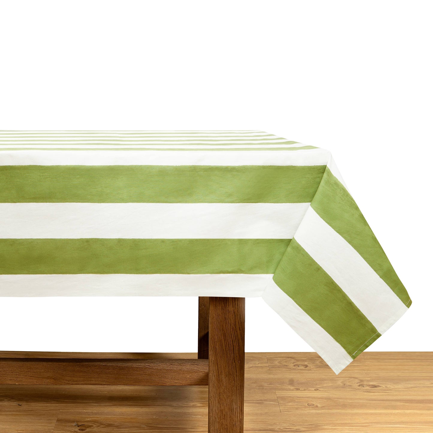 St. Tropez Vert Stripes | French Tablecloth: 71" x 71"