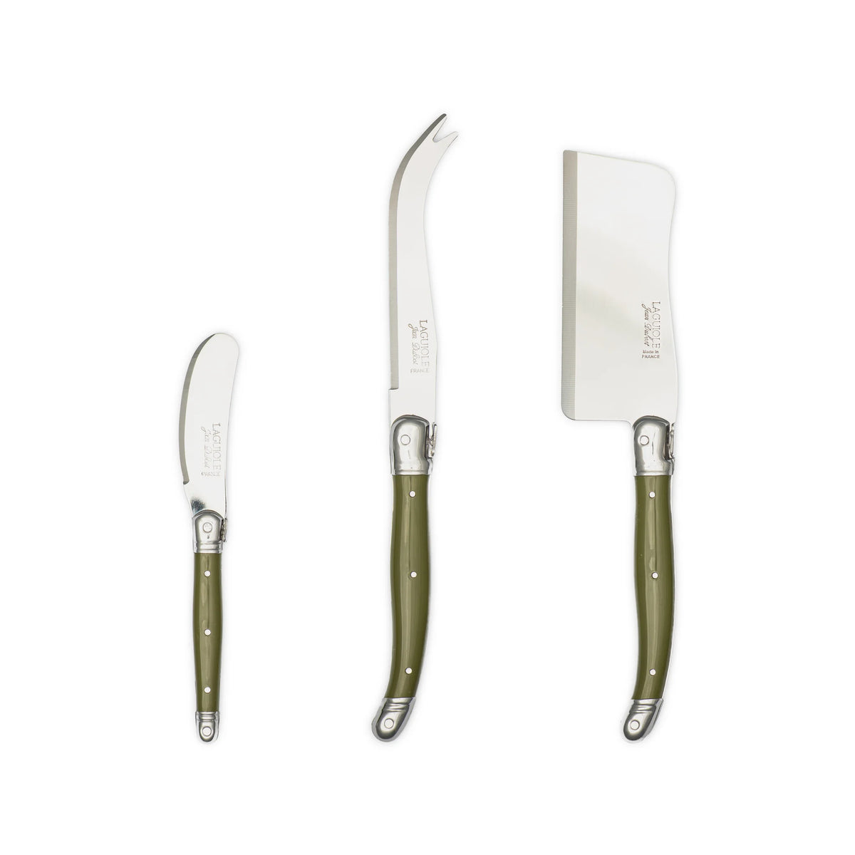 Jean Dubost Laguiole Cheese Set -- 3 piece -- Khaki