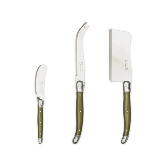 Jean Dubost Laguiole Cheese Set -- 3 piece -- Khaki
