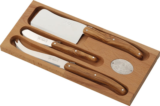 Jean Dubost Laguiole Cheese Set -- 3 piece -- Olive Wood
