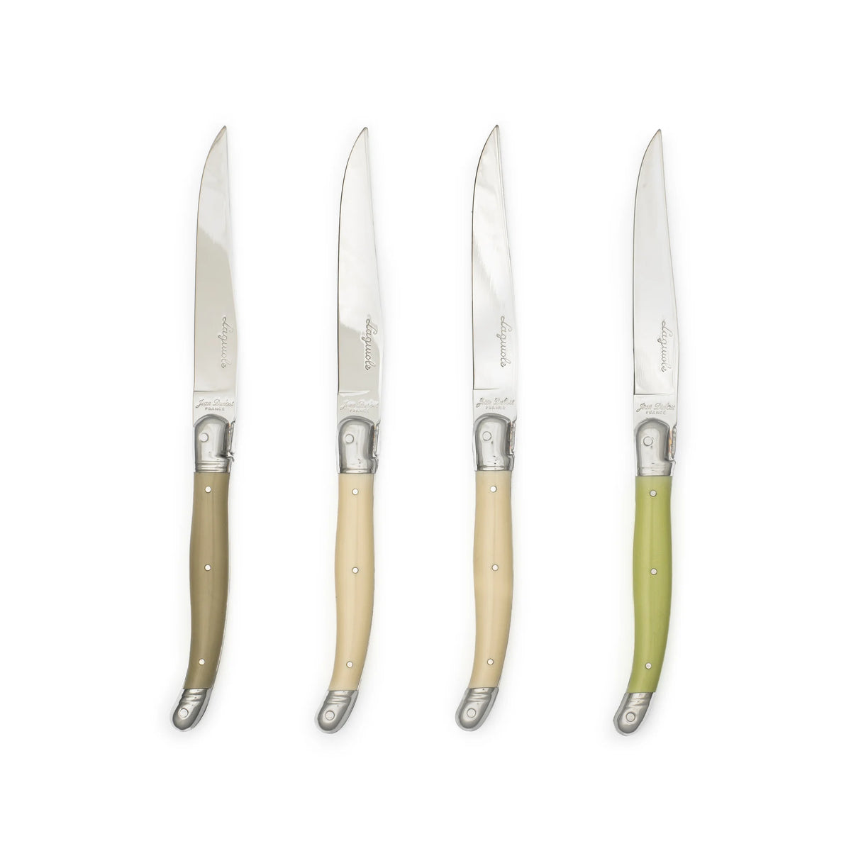 Laguiole Jean Dubost Smooth Knife Set -- 4 piece -- Lichen Mix Colours