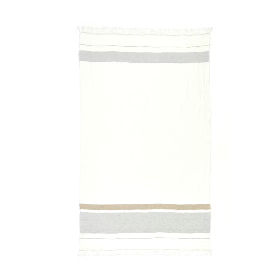 Oyster Stripe -- The Belgian Towel Fouta (43"x71")