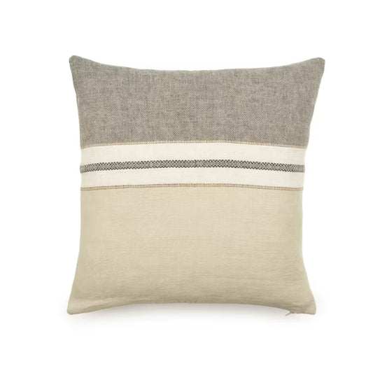 Belgian Linen Pillow -- Beeswax Stripe -- 20x20"