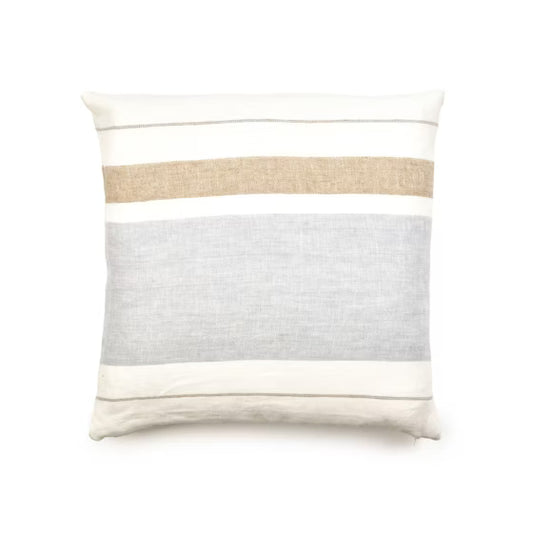 Belgian Linen Pillow -- Oyster Stripe -- 20x20"