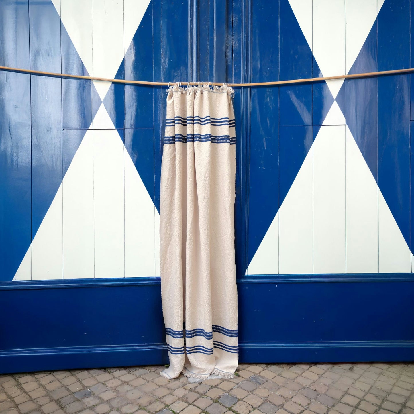 Indigo Stripe Linen -- 55" x 71"